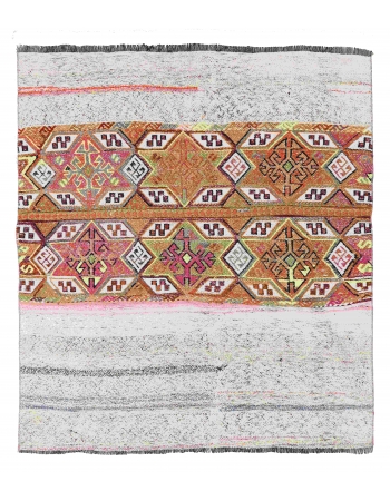 Vintage Turkish Decorative Small Kilim - 4`2″ x 4`7″
