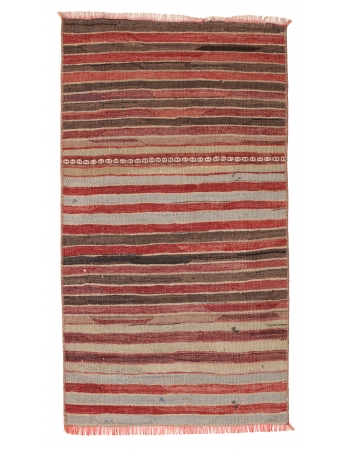 Striped Vintage Mini Kilim Rug - 1`10″ x 3`3″