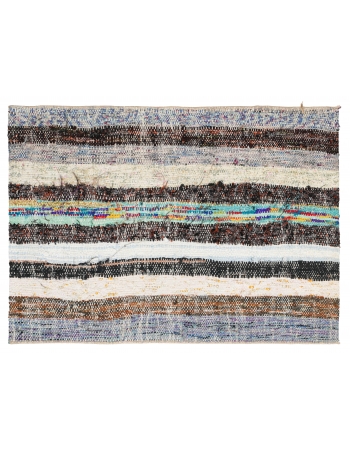 Vintage Striped Mini Rag Rug - 1`8″ x 2`8″