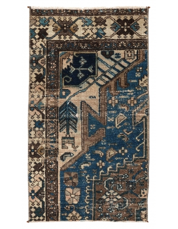 Decorative Antique Mini Rug Fragment - 1`10″ x 3`2″