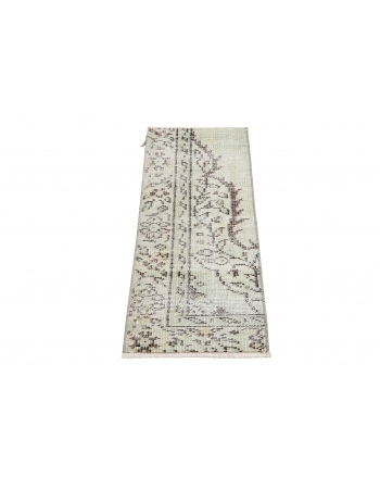 Vintage Light Green Mini Rug Fragment - 1`2″ x 2`9″