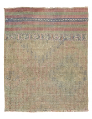 Faded Vintage Embroidered Kilim Fragment - 2`5″ x 2`10″