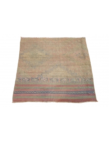 Faded Vintage Embroidered Kilim Fragment - 2`5″ x 2`10″