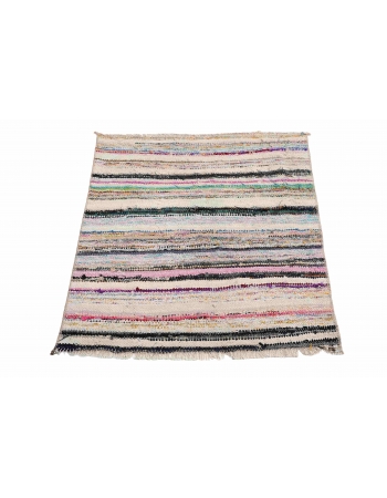 Mini Vintage Striped Rag Rug - 2`4″ x 2`7″