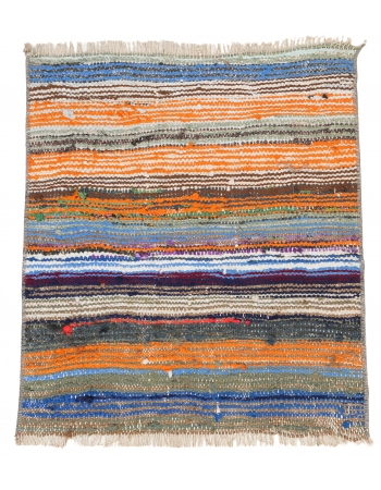 Mini Vintage Striped Rag Rug - 1`10″ x 2`2″