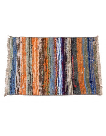 Mini Vintage Striped Rag Rug - 1`10″ x 2`2″