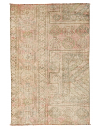 Washed Out Vintage Mini Rug Fragment - 2`5″ x 3`6″