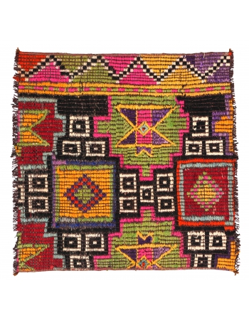 Mini Embroidered Vintage Kilim Fragment - 2`0″ x 2`0″