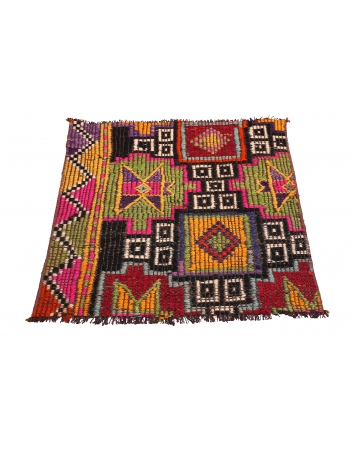 Mini Embroidered Vintage Kilim Fragment - 2`0″ x 2`0″