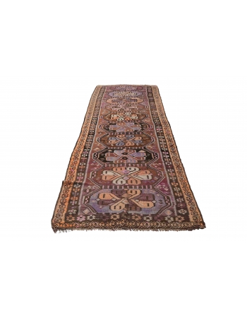 Vintage Decorative Turkish Kars Kilim Rug - 4`9″ x 13`9″