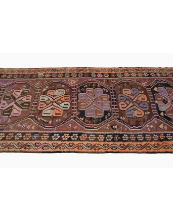 Vintage Decorative Turkish Kars Kilim Rug - 4`9″ x 13`9″