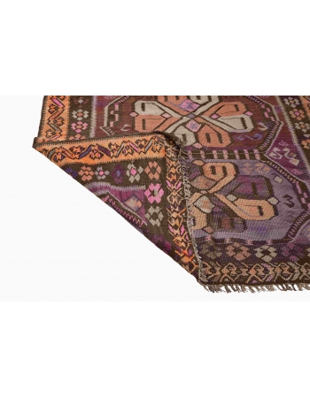 Vintage Decorative Turkish Kars Kilim Rug - 4`9″ x 13`9″