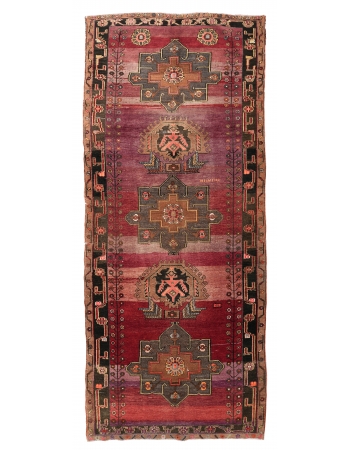Unique Vintage Large Turkish Turkish Kars Rug - 6`2″ x 14`7″