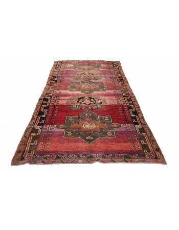 Unique Vintage Large Turkish Turkish Kars Rug - 6`2″ x 14`7″