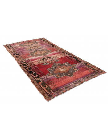 Unique Vintage Large Turkish Turkish Kars Rug - 6`2″ x 14`7″