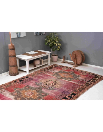 Unique Vintage Large Turkish Turkish Kars Rug - 6`2″ x 14`7″