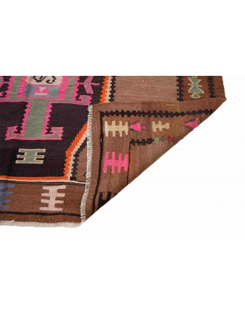 Large Vintage Turkish Kars Kilim Rug - 6`3″ x 12`10″