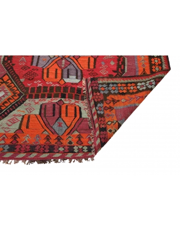 Vibrant Colorful Vintage Turkish Kars Kilim Rug - 5`4″ x 14`9″