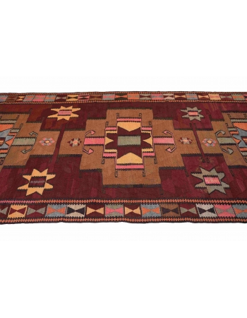 Decorative Vintage Turkish Kars Kilim Rug - 4`6″ x 15`7″