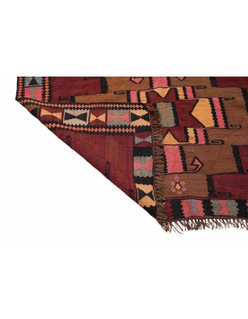 Decorative Vintage Turkish Kars Kilim Rug - 4`6″ x 15`7″