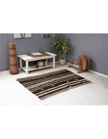 Striped Vintage Kilim Rug - 4`0″ x 5`11″
