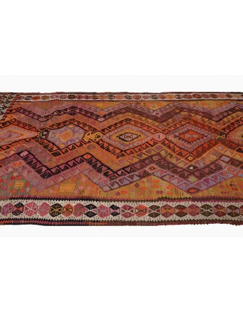 Decorative Vintage Turkish Kars Kilim Rug - 4`9″ x 9`4″