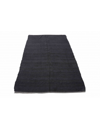 Dark Gray Vintage Hemp Kilim Rug - 4`4″ x 8`9″