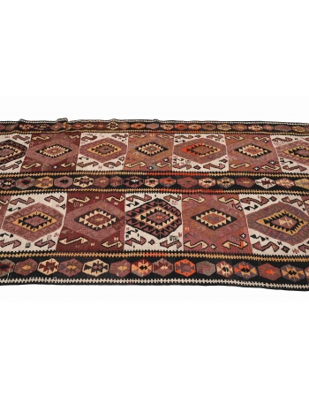 Decorative Vintage Turkish Kars Kilim Rug - 4`2″ x 11`4″