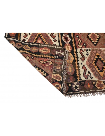 Decorative Vintage Turkish Kars Kilim Rug - 4`2″ x 11`4″