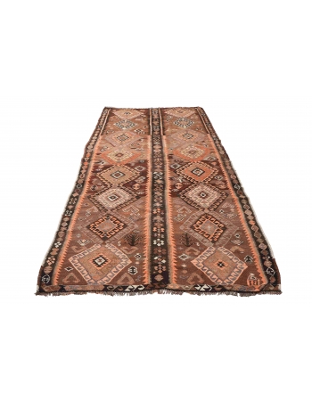 Vintage Decorative Kars Kilim Rug - 5`1″ x 12`4″