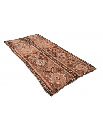 Vintage Decorative Kars Kilim Rug - 5`1″ x 12`4″