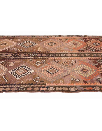 Vintage Decorative Kars Kilim Rug - 5`1″ x 12`4″