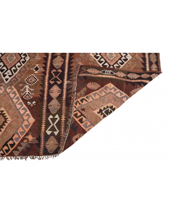 Vintage Decorative Kars Kilim Rug - 5`1″ x 12`4″