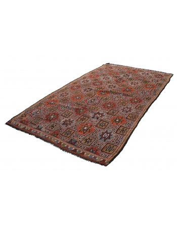 Embroidered Vintage Kilim Rug - 5`7″ x 10`6″