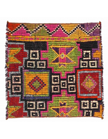 Mini Embroidered Vintage Kilim Fragment - 2`0″ x 2`0″