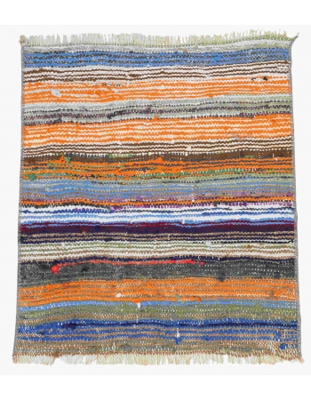 Mini Vintage Striped Rag Rug - 1`10″ x 2`2″