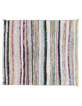Mini Vintage Striped Rag Rug - 2`4″ x 2`7″