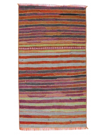 Striped Vintage Mini Kilim Rug - 1`10″ x 3`3″