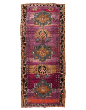 Unique Vintage Large Turkish Turkish Kars Rug - 6`2″ x 14`7″