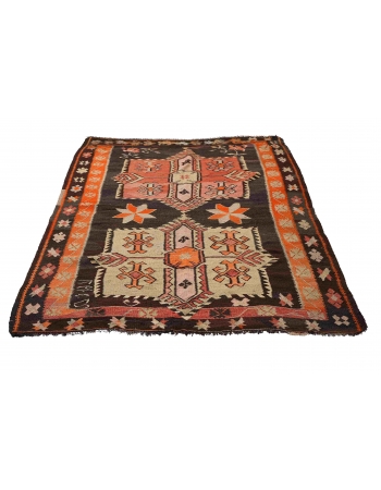 Vintage Turkish Kars Kilim Rug - 5`3″ x 8`4″