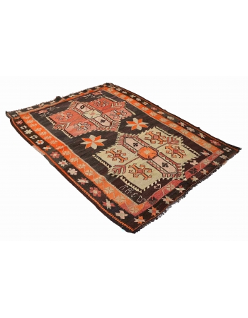 Vintage Turkish Kars Kilim Rug - 5`3″ x 8`4″
