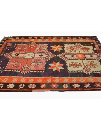 Vintage Turkish Kars Kilim Rug - 5`3″ x 8`4″