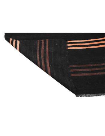 Vintage Large Dark Brown Kilim Rug - 8`0″ x 11`2″