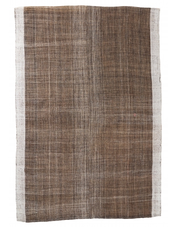 Brown & Gray Vintage Modern Kilim Rug - 6`9″ x 9`10″
