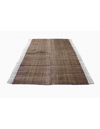 Brown & Gray Vintage Modern Kilim Rug - 6`9″ x 9`10″