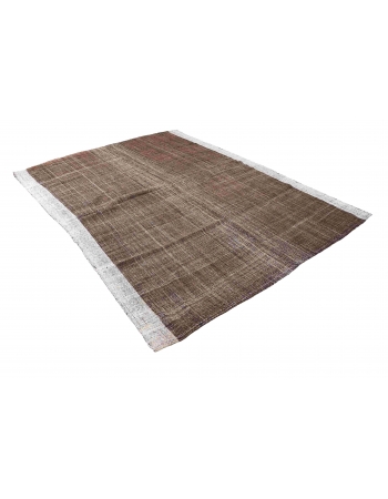 Brown & Gray Vintage Modern Kilim Rug - 6`9″ x 9`10″