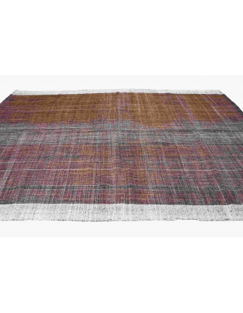 Brown & Gray Vintage Modern Kilim Rug - 6`9″ x 9`10″