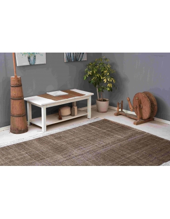 Brown & Gray Vintage Modern Kilim Rug - 6`9″ x 9`10″