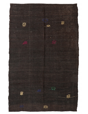 Dark Brown Vintage Kilim Rug - 5`5″ x 8`8″