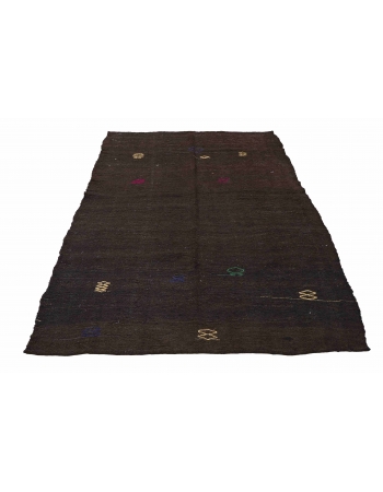 Dark Brown Vintage Kilim Rug - 5`5″ x 8`8″